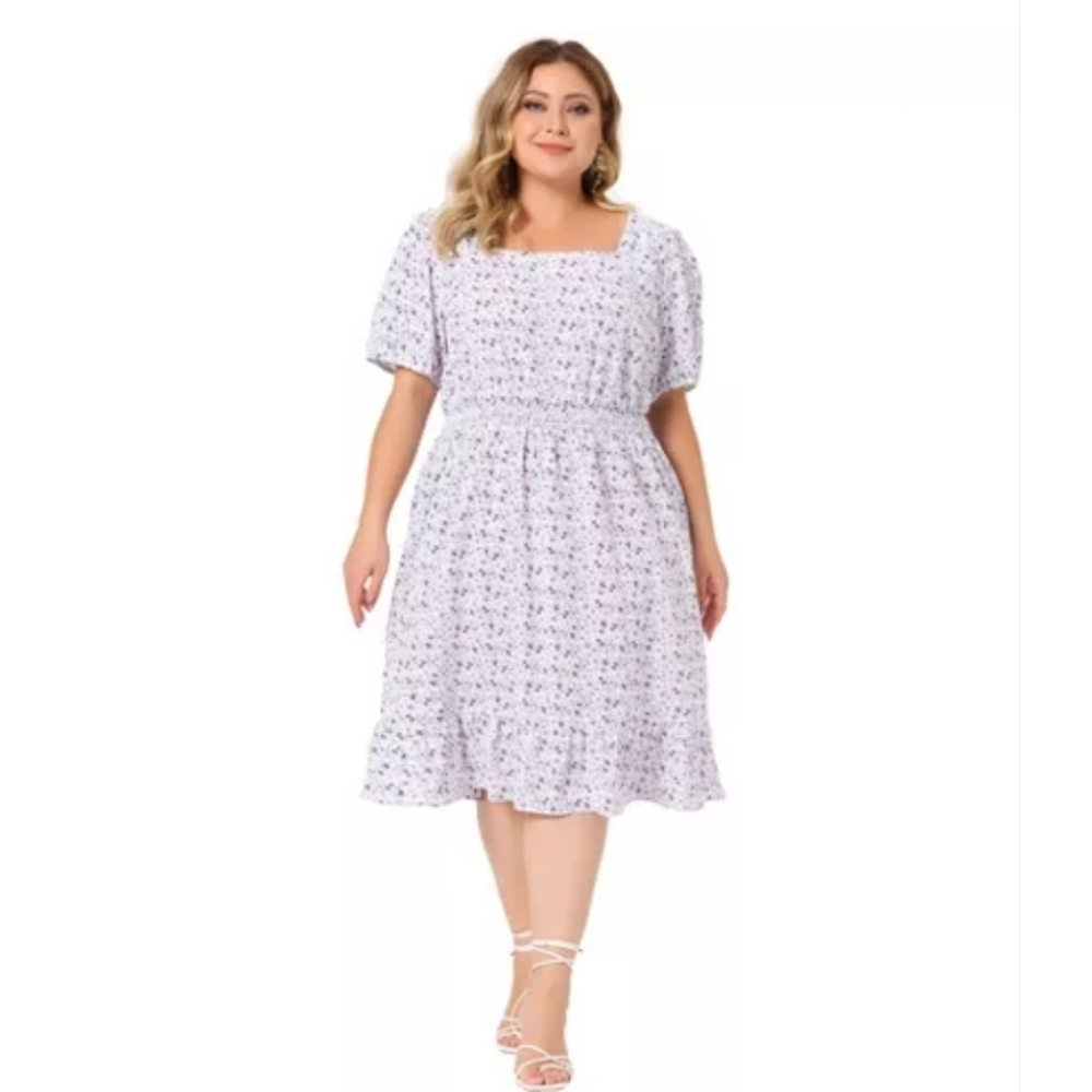 NWT Agnes Orinda Ruffled Purple Floral Sundress Lightweight Spring Summer 3X